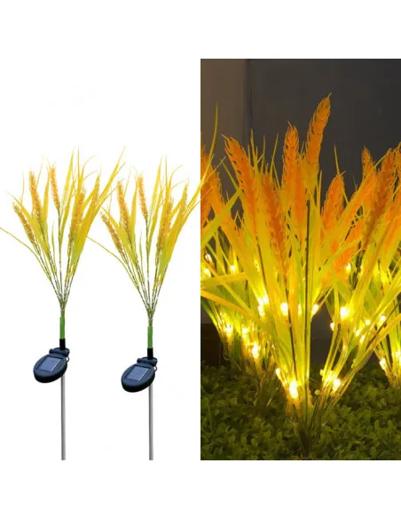 Set 2 Lămpi Solare Decorative Spice de Grâu 60 cm, IP66, LED cu Senzor Lumină
