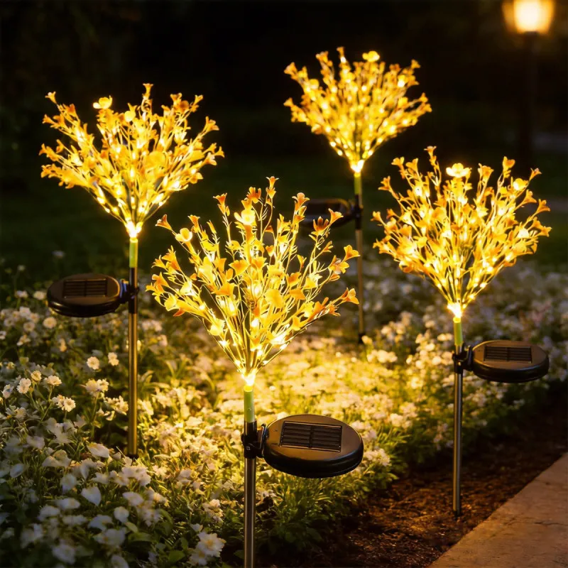 Set 2 Lămpi Solare LED Flori Rapiță IP66, 75 cm