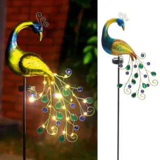 Lampă Solară Model Păun LED Alb Cald 111cm | Grădină 2