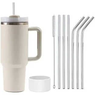 Cană Termică Moollyfox 1200 ml cu Pai Inox și Mâner