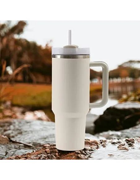 Cană Termică Moollyfox 1200 ml cu Pai Inox și Mâner