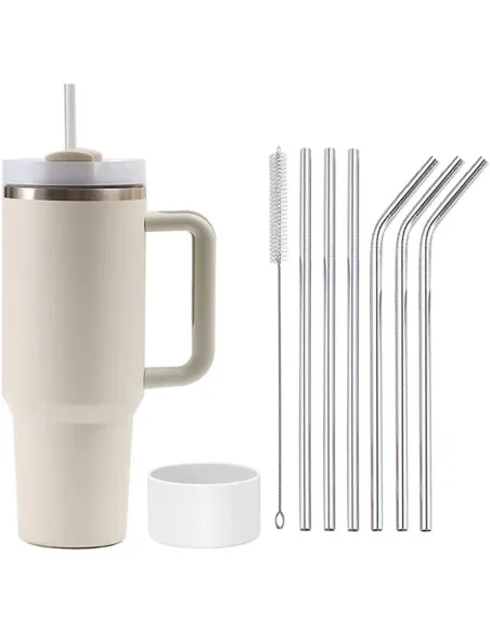 Cană Termică Moollyfox 1200 ml cu Pai Inox și Mâner
