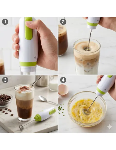 Mixer Electric Multifuncțional, 25W, cu Pahar Gradat – Pentru Frappe, Spumare Lapte și Omlete Rapide