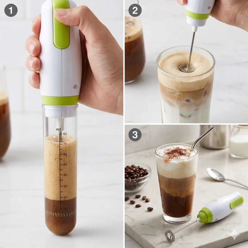Mixer Electric Multifuncțional, 25W, cu Pahar Gradat – Pentru Frappe, Spumare Lapte și Omlete Rapide