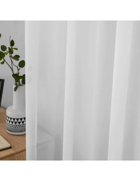 Set 4 perdele MIULEE, din voal transparent, prindere pe bara, 140 x 175 cm, culoare alb