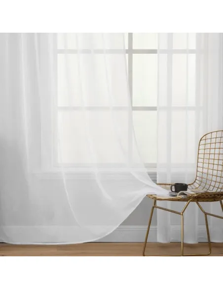 Set 4 perdele MIULEE, din voal transparent, prindere pe bara, 140 x 175 cm, culoare alb