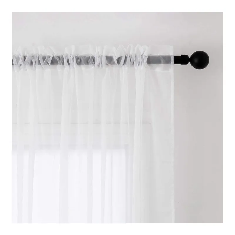 Set 4 perdele MIULEE, din voal transparent, prindere pe bara, 140 x 175 cm, culoare alb