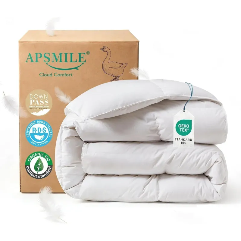 Pilotă Premium Puf și Pene 50/50, 135x200 cm, Bumbac Organic, Vară, Albă