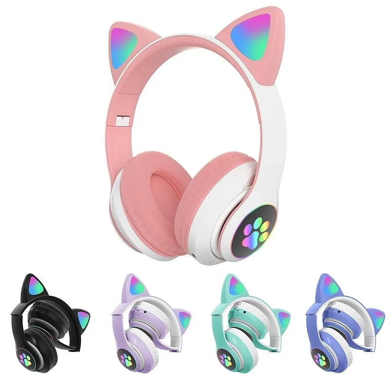 Casti audio Wireless, urechi de pisica, iluminare