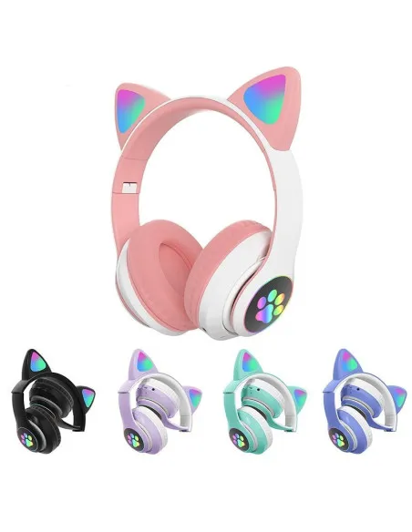 Casti audio Wireless, urechi de pisica, iluminare