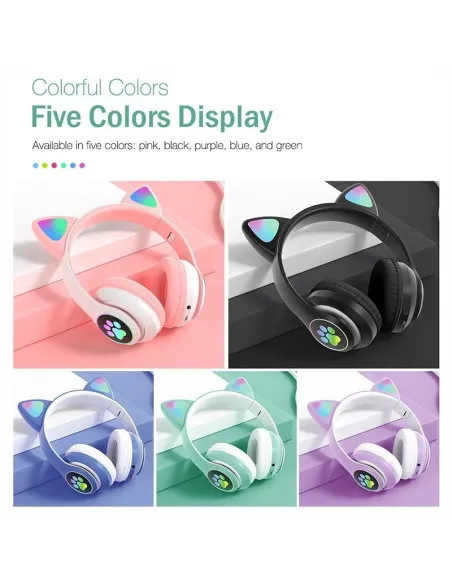 Casti audio Wireless, urechi de pisica, iluminare