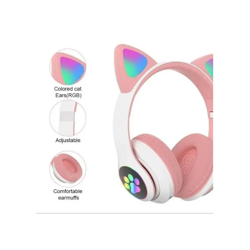 Casti audio Wireless, urechi de pisica, iluminare