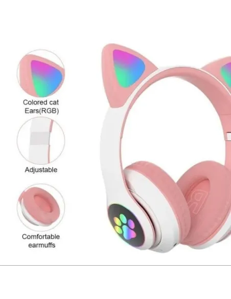 Casti audio Wireless, urechi de pisica, iluminare