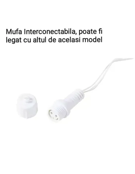 Instalatie turturi 50m, 1000 Led-uri, pentru Craciun, Flash, Fir Alb, Led, IP44, Interconectabila, Perdea, Franjuri