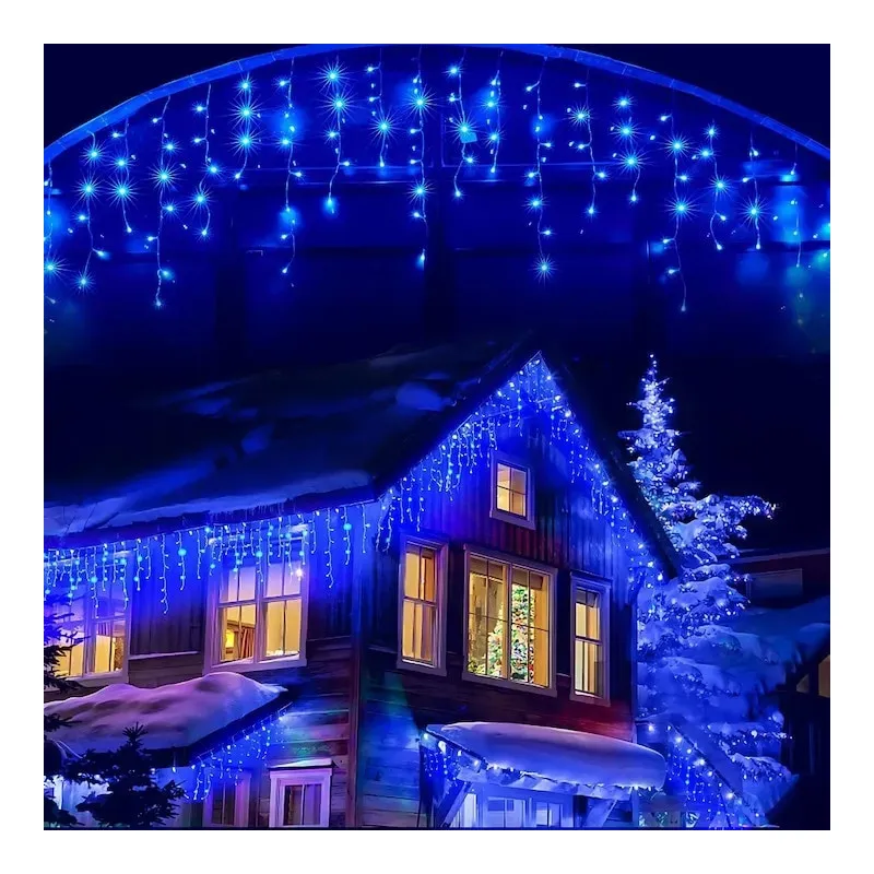Instalatie turturi 50m, 1000 Led-uri, pentru Craciun, Flash, Fir Alb, Led, IP44, Interconectabila, Perdea, Franjuri