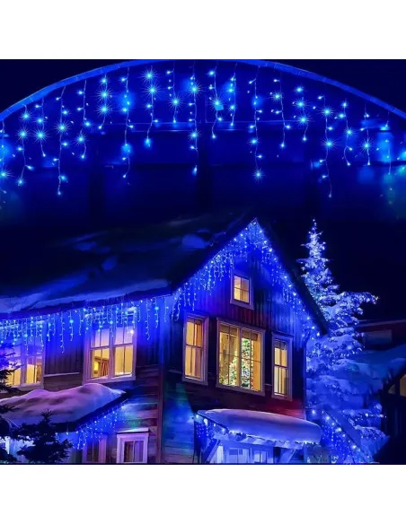 Instalatie turturi 50m, 1000 Led-uri, pentru Craciun, Flash, Fir Alb, Led, IP44, Interconectabila, Perdea, Franjuri