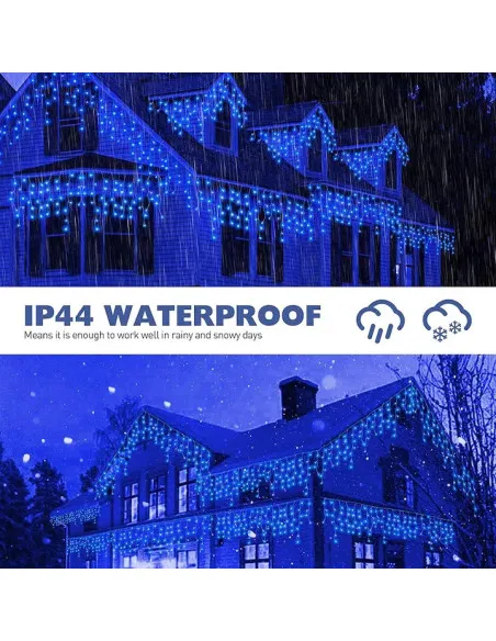Instalatie turturi 50m, 1000 Led-uri, pentru Craciun, Flash, Fir Alb, Led, IP44, Interconectabila, Perdea, Franjuri