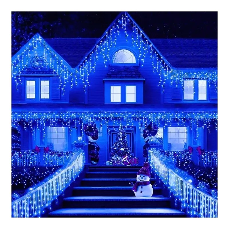 Instalatie turturi 50m, 1000 Led-uri, pentru Craciun, Flash, Fir Alb, Led, IP44, Interconectabila, Perdea, Franjuri