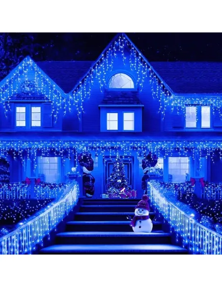 Instalatie turturi 50m, 1000 Led-uri, pentru Craciun, Flash, Fir Alb, Led, IP44, Interconectabila, Perdea, Franjuri