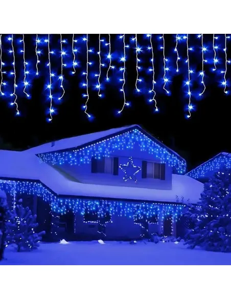 Instalatie turturi 50m, 1000 Led-uri, pentru Craciun, Flash, Fir Alb, Led, IP44, Interconectabila, Perdea, Franjuri