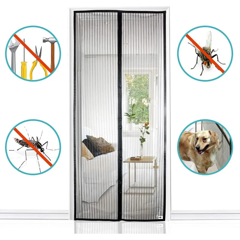 Set 3 perdele magnetice antiinsecte 190 x 100 cm