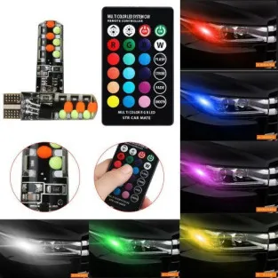Set 2 becuri de pozitie LED RGB cu telecomanda si