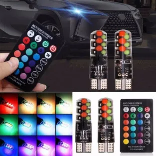 Set 2 becuri de pozitie LED RGB cu telecomanda si 2