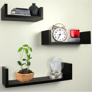 Set 3 rafturi etajere, material MDF, culoare wenge 2