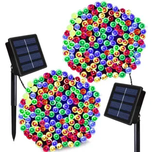 Set 2 x Instalatie LED pentru exterior cu incarcare solara, multicolor