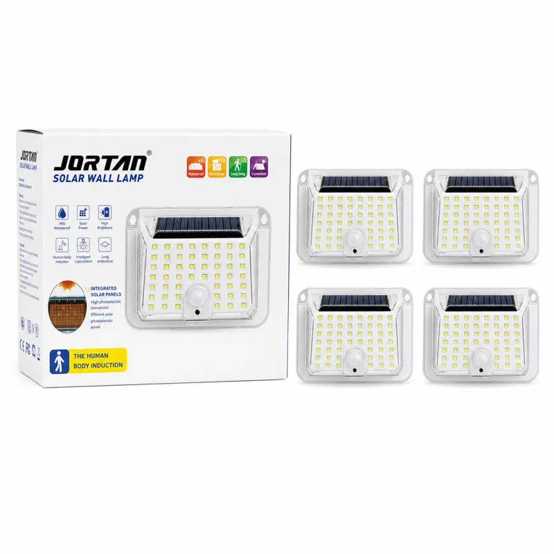 Set 4 Lămpi Solare 90 LED Jortan, Senzor de Mișcare, IP65, 1200mAh