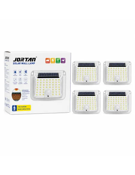 Set 4 Lămpi Solare 90 LED Jortan, Senzor de Mișcare, IP65, 1200mAh
