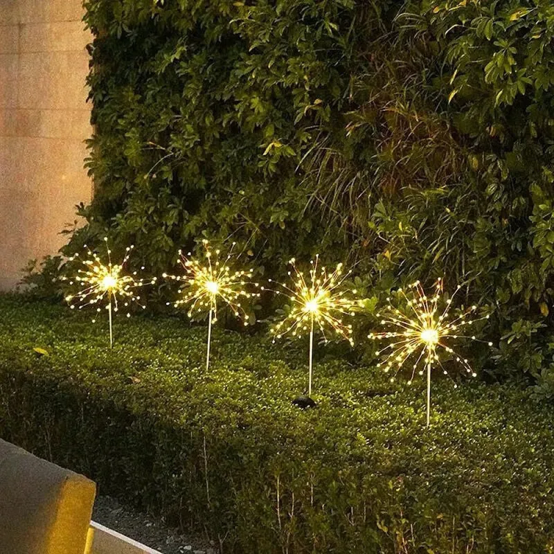 Set 2 x Lampa Solara Artificii cu Suport Metalic