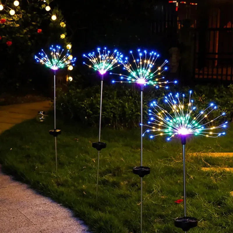 Set 2 x Lampa Solara Artificii cu Suport Metalic