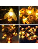 Instalatie solara cu 50 albinute LED, interior-exterior, senzor miscare multicolor