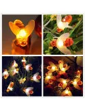 Instalatie solara cu 50 albinute LED, interior-exterior, senzor miscare multicolor