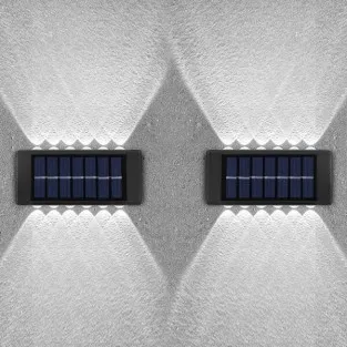 4 x Lampi Solare Bidirectionale,12 LED, Alb Cald