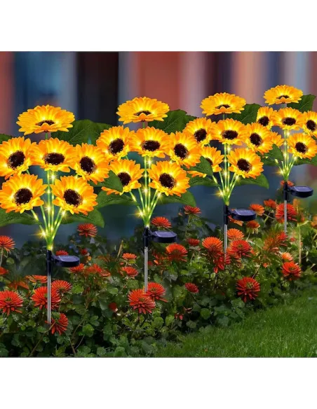 Set 2 Lămpi Solare Floarea Soarelui 70cm IP65 LED