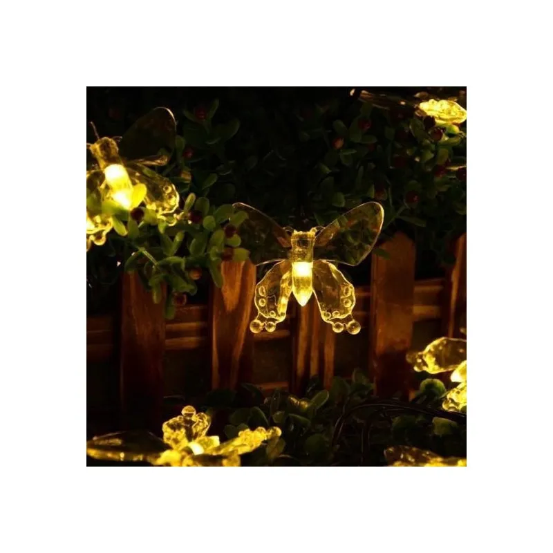 Instalatie solara 50 LED fluturi Fairy, alb cald