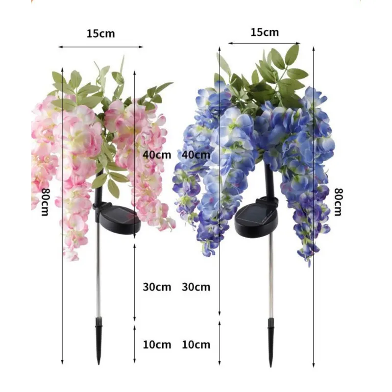 Set 2 Lămpi Solare LED Wisteria, 70 cm, Lumină Albă Caldă, IP65, diverse culori