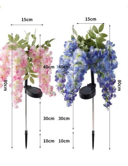 Set 2 Lămpi Solare LED Wisteria, 70 cm, Lumină Albă Caldă, IP65, diverse culori