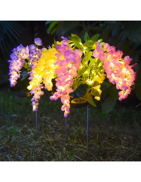 Set 2 Lămpi Solare LED Wisteria, 70 cm, Lumină Albă Caldă, IP65, diverse culori