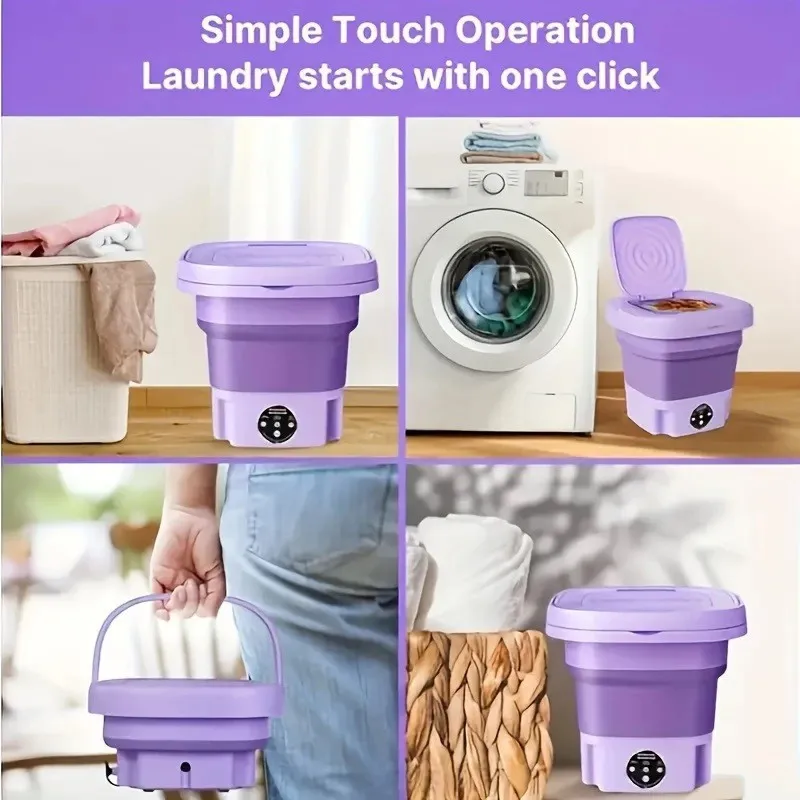 Mașină de spălat mini portabilă complet automată și pliabilă, multifuncțională, cu consum redus, ultra-silentioasă