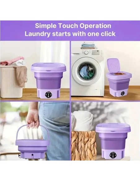 Mașină de spălat mini portabilă complet automată și pliabilă, multifuncțională, cu consum redus, ultra-silentioasă