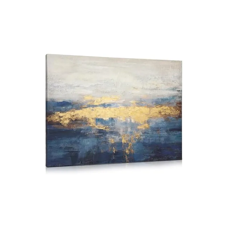 Tablou Canvas Briful Abstract Albastru Auriu 80x60 cm
