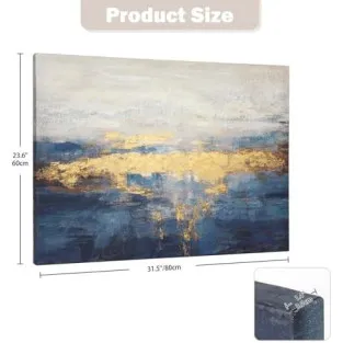 Tablou Canvas Briful Abstract Albastru Auriu 80x60 cm 2