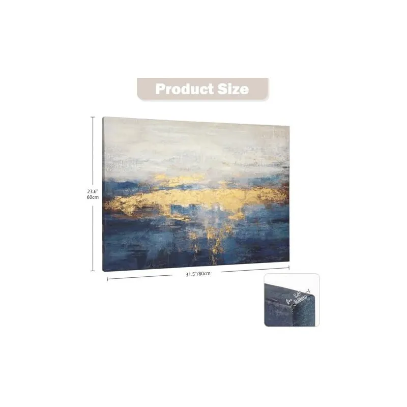 Tablou Canvas Briful Abstract Albastru Auriu 80x60 cm
