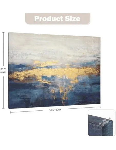Tablou Canvas Briful Abstract Albastru Auriu 80x60 cm