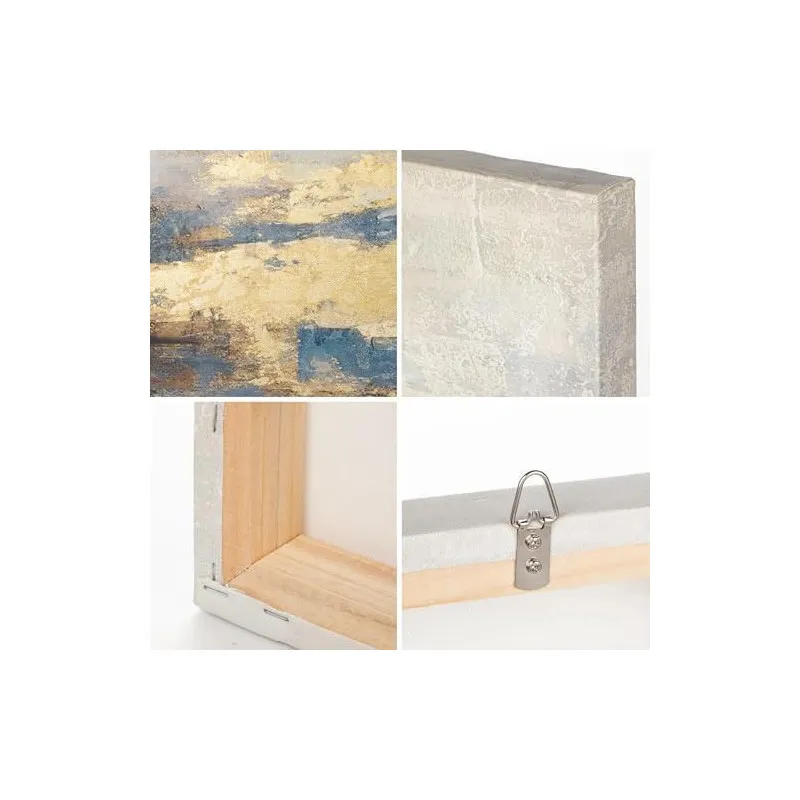 Tablou Canvas Briful Abstract Albastru Auriu 80x60 cm