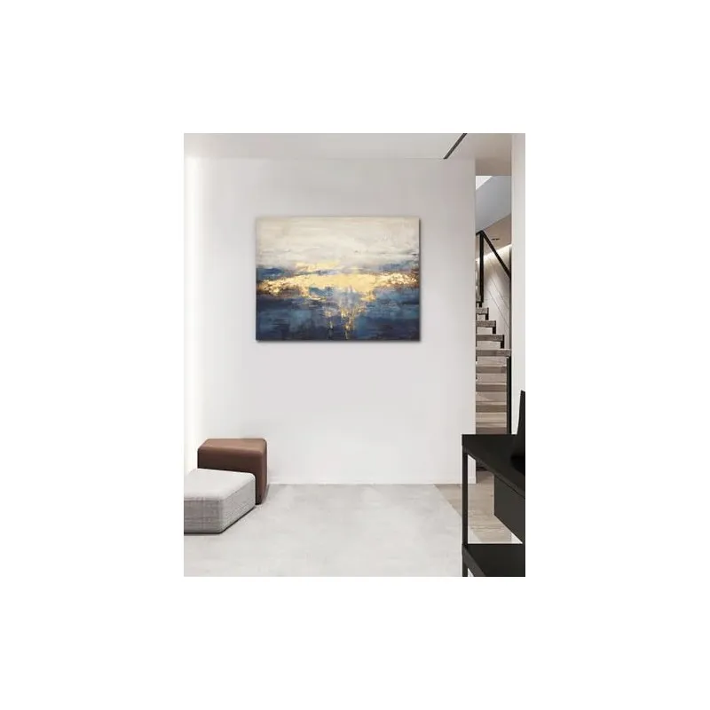Tablou Canvas Briful Abstract Albastru Auriu 80x60 cm
