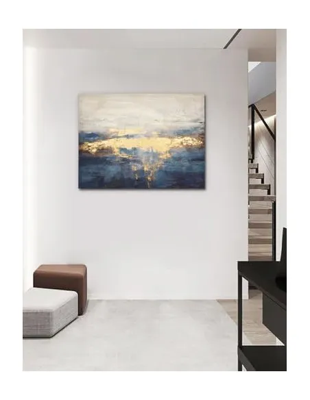 Tablou Canvas Briful Abstract Albastru Auriu 80x60 cm